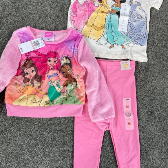 Disney Princess T-Shirt, Disney Princess Fuzzy Soft Long Sleeve Top & Leggings - Picture 2 of 2